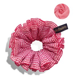 6.2 in Extra Large Scrunchies Hair Ties for Women (15 Colors) - Vintage Plaid Scrunchies for Teens, No Slip Hair Bands for Thick Hair, 90s Retro Fashion (crimson, Queen)