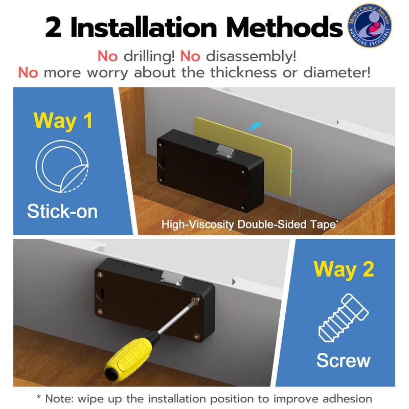 Anweller Smart Cabinet Lock, Hidden No Drill Adhesive Baby Proofing