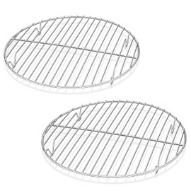 Herogo Round Cooling Cooking Rack Set of 2, 10.6 Inch Stainless Steel Large Grilling Steaming Baking Rack for Oven Pot Pressure Cooker Canning, Rust Free, Dishwasher Safe
