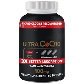 Ultra CoQ10 100mg Softgels, Coenzyme Q10 with Vit4m!n E, Dietary Supplement - 60 Count