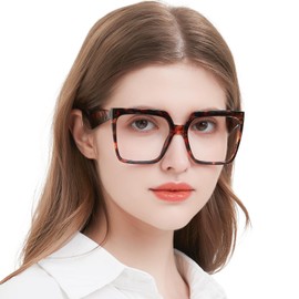 MARE AZZURO Oversized Reading Glasses Women Fashion Large Square Readers with Spring Hinge1.00 1.50 2.00 2.50 3.00 3.50 4.00 (Brown 1.00)
