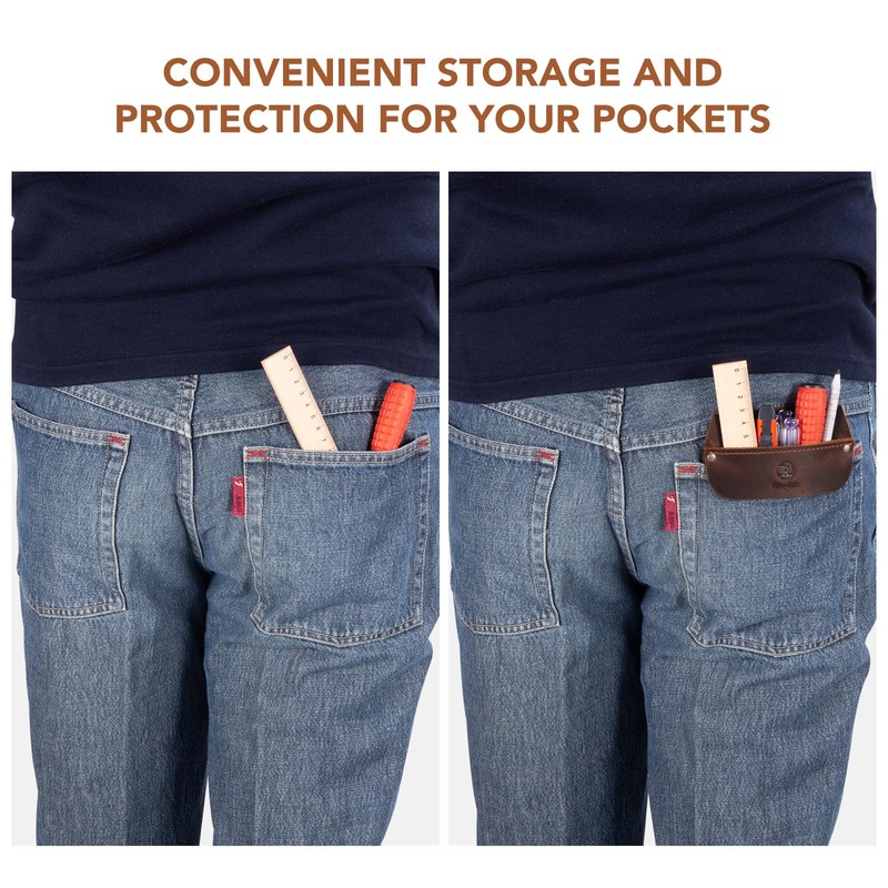 RingSun Genuine Leather Pocket Protector for Men, Durable Pocket Tool