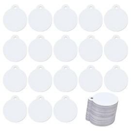 BENECREAT 50 Pcs Round Aluminum Sublimation Blanks, 1.24x1.42 Inch Aluminum Double Side Stamping Tags for Heat Press Printing, Laser Engraving Tags Charms, Christmas Ornaments Jewelry Making Supplies