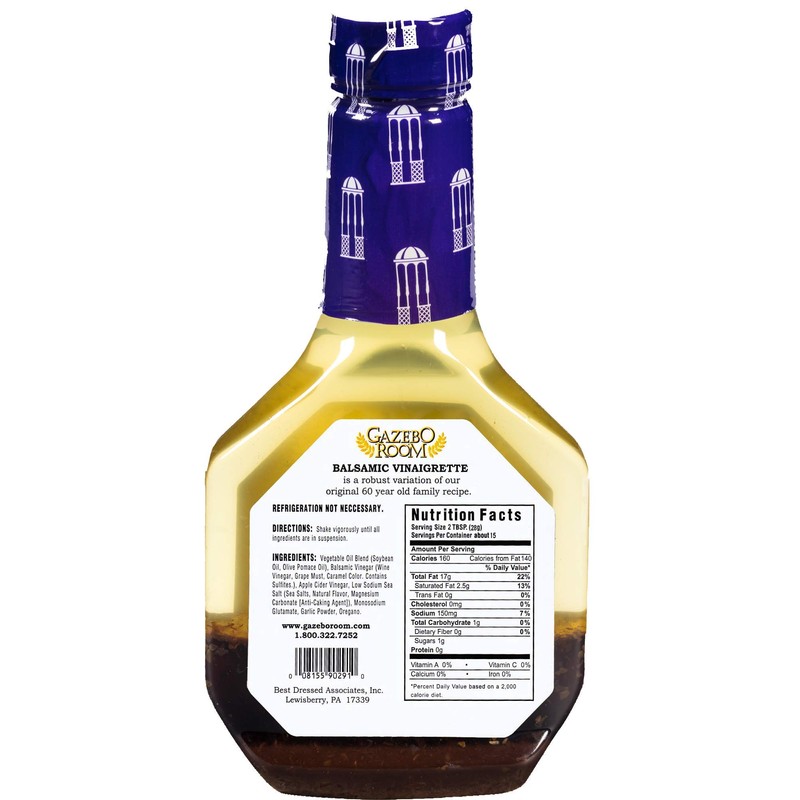 Gazebo Room Balsamic Vinaigrette Salad Dressing and Marinade 16 Oz