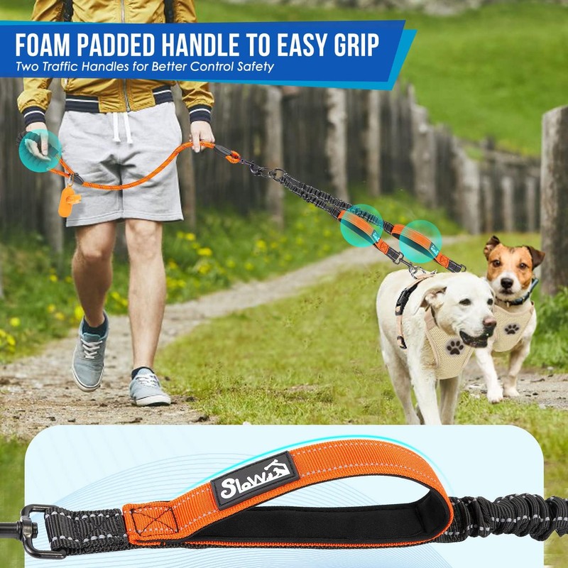 Lukovee Double Dog Leash, No Tangle 360° Swivel Heavy Duty