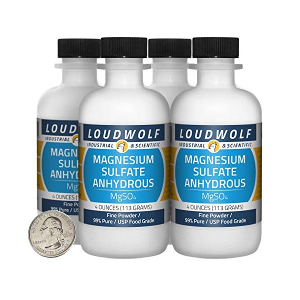 Magnesium Sulfate Anhydrous / 1 Pound / 4 Bottles /