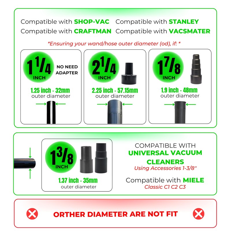 Universal Vacuum Attachments & Brushes Kit - Hardwood Floor Vacuum