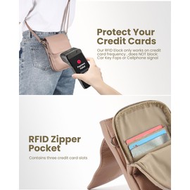 befen Genuine Leather Small Crossbody Bags for Women, Triple Compartment Cell Phone Crossbody Wallet Purses with Adjustable Shoulder Strap Nude Pink