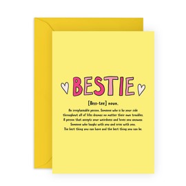 Central 23 Besties Card - Friendship Gifts For Women - Bestfriend Card For Bff - Sweet Words For Female Friends - Best Friend Birthday Card - Comes With Fun Stickers