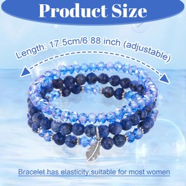 Crystal Bracelet, 3 crystal bracelets for women, Stackable beaded bracelets for women, Boho Beaded Bracelets Stretch, bracelet set for Trendy Costume Jewelry Gifts for Women and christmas gifts(blue)
