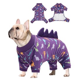 CuteBone Dinosaur Costume Dog Pajamas, Stretchy Spandex Crystal Velvet Sleepwear Coat for Small Dogs, Soft & Warm Pet Outfit Clothes for Cold Weather, Cozy Pullover Design COSP04S