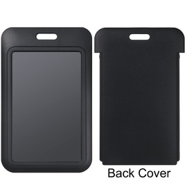 KLEBREIS 6 Pack ID Card Holder Plastic Black Vertical Plastic Card Case Protector Pouch Slide Open ID Card Case Proximity Key Cards for Office School