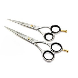 2pc German Professional Hairdressing Barber Scissors Shears With Sand Finish Size 6.5" + 6" (Cynamed)