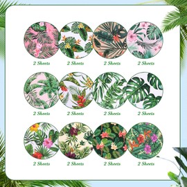 Konsait 24 Sheets Summer Scrapbook Paper 12x12 Pattern Paper Double Sided Scrapbook Paper Tropical Scrapbook Paper Hawaii Decorative Paper Craft Paper Decorative Cardstock Scrapbook Supplies