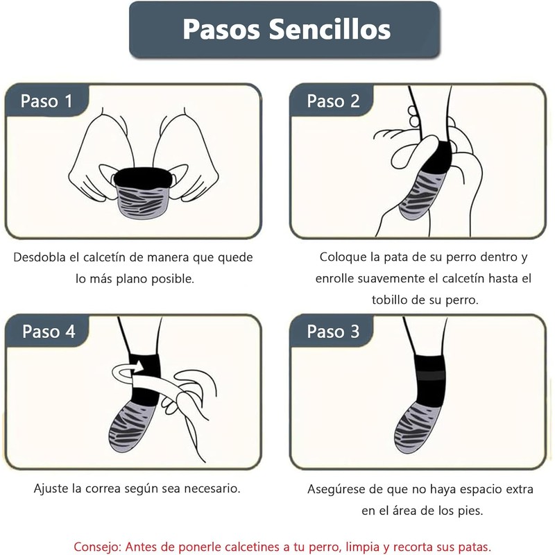 Calcetines Antideslizantes para Perros, Zapatos para Perros, Talla M