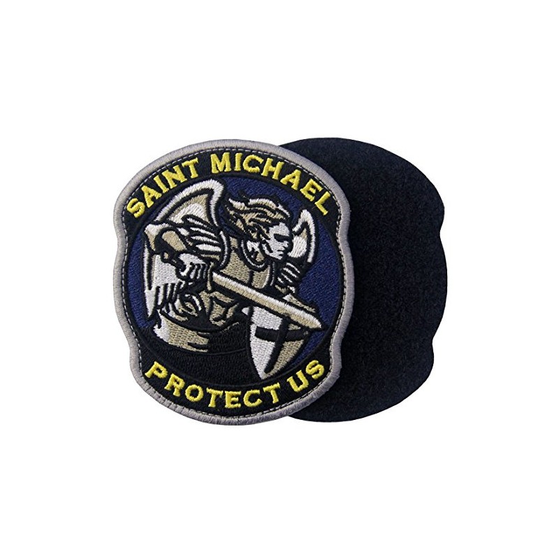 Modern Army Saint Michael Protect Us Embroidered Velcro Patch