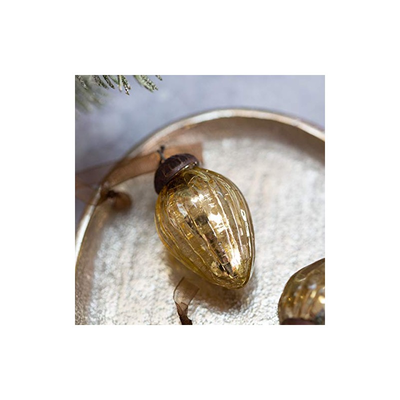 Aurora Christmas Set of 6 Pinecone Christmas Baubles, Gold, 1"