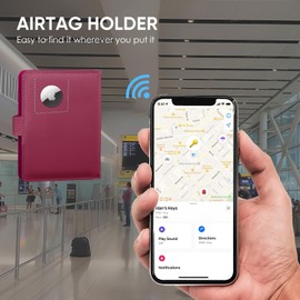 Beanumerous Passport Holder with Airtag Slot and Cards Cash Air Ticket Pocket, Travel Wallet RFID Blocking, Passport Book Cover Case Travel Essentials, Rose Red