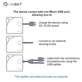 UbiBot DS18B20 Temperature Probe, Waterproof External Probe for Refrigerator,Remote Temperature Monitor for Hot Tub,Swimming Pool,-55 to 125 C,USB Connector (Matches with Ubibot WS1,WS1 Pro only)(5m)