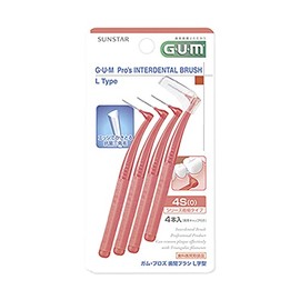Sunstar Gum Interdental Brush, L-Shaped, 4-Pack, 4S (Red)