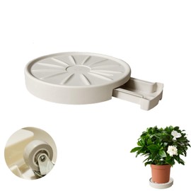 Dcpes Plant Caddy with Hidden Wheels, Drainage Drawer Included, 360°Rolling Planter Caddies Bases, 4 Invisible Casters, Heavy Duty Plants Stand, Indoor Planters Dolly Trolley, 12Inch, Beige