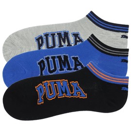 Puma 4293334 Sneaker-Length Socks, Kids' Toe and Heel, Reinforced, Deodorizing, Mesh, 3 Pairs, 01:Mixed Color