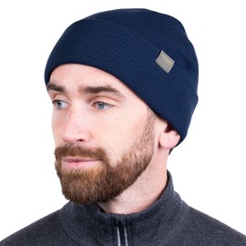 MERIWOOL Beanie for Men and Women - Merino Wool Blend Ribbed Knit Winter Hat Denim Blue