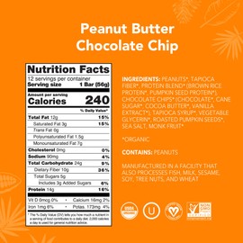 ALOHA Organic Plant Based Protein Bars |Peanut Butter Chocolate Chip | 1.98 Oz (Pack of 12) | Vegan, Low Sugar, Gluten Free, Paleo, Low Carb, Non-GMO, Stevia Free, Soy Free, No Sugar Alcohols