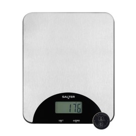 Salter Stainless Steel Electronic Scale – Kitchen Weighing Scale, LCD Display, Measures Liquids, 5kg/11lbs Max Capacity, Multifunctional, Perfect for Home Baking, Cooking, Digital display