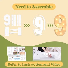 3FT Marquee Numbers 9 for 9th 19th Birthday Decorations, Large Light Up Numbers for Party Decor, Big Numbers for Baby Shower Wedding Anniversary Engagement Party, DIY Pre-cut Foamboad Mosaic Numbers