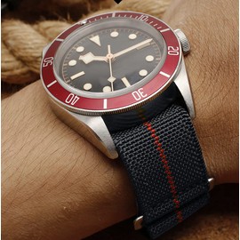 JBRUN French Troops Parachute Style Watch Band - Elastic Fabric Nylon Waterproof Military Replacement Watch Strap - Choice of Colors - 18mm 20mm 22mm (22mm, Grey Orange)