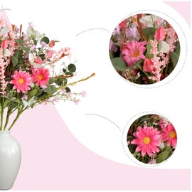 TEMPUS 6PCS Pink Daisy and Lavender Stems 14” Spring/Summer Flower Branch, Artificial Daisies Wildflower Leaves Branch for Indoor Outdoor Farmhouse Table Centerpiece Home Daily Decoration