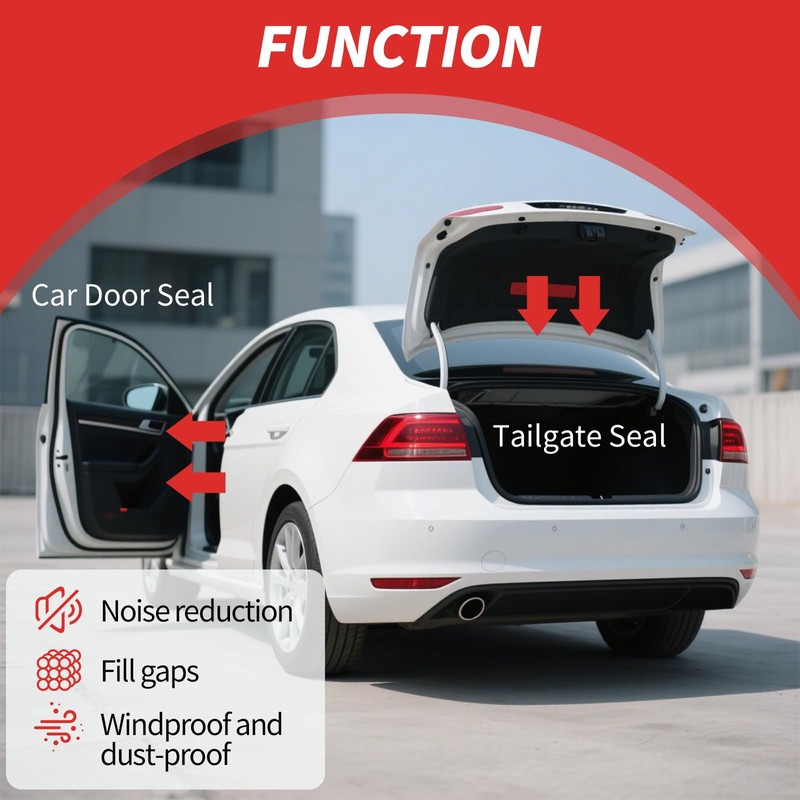 Silicone Weather Stripping Door Seal, 20FT Self Adhesive D-Shaped Car