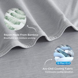 Bedsure Light Grey Cooling Blanket King Size for Hot Sleepers - Spring Summer Blanket for King Size Bed with Rayon Derived from Bamboo, Ice Cool Cold Arc-Chill Thin Summer Bedding Essentials, 108x90