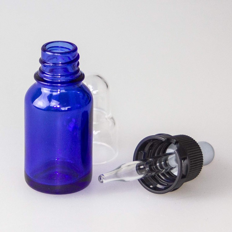 Dropper with Security 細口 Blue Glass Jars 10ml [Handmade Cosmetics]