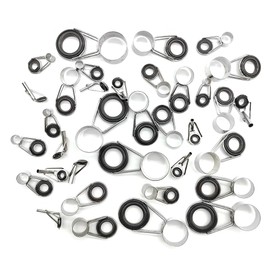 CHENNAN Pack of 35 Fishing Rod Guide Ring, Bait Fishing Rod Guide Rings, Fishing Rods Practical Guide Ring, Fishing Rod Repair Kit, Stainless Steel Ceramic Fishing Rod Pole Guide Ring Set Accessories