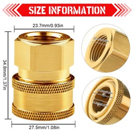 Pressure Washer Couplers Brass Fittings, 2 Pack 3/8 inch Quick Connect to Female NPT Socket (3/8 inch NPT)