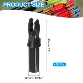 sourcing map Archery Arrow Nocks Plastic Carbon Arrow Inserts .244"/6.2mm for DIY Hunting Shooting Compound Recurve Bow(Black, Pack of 50)