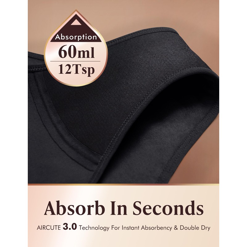 AIRCUTE Washable Absorbency Urinary Incontinence Underwear for Women High Waist