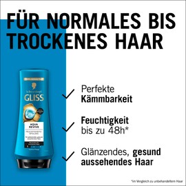 Gliss Aqua Revive Conditioner (200 ml), Conditioner with Hyaluronic Complex and Seaweed for Normal to Dry Hair Gives an Extra Dose of Moisture & Healthy Shine