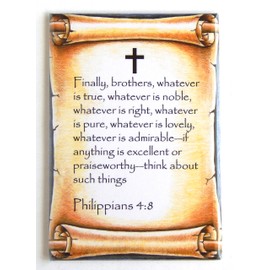 Philippians 4:8 Bible Verse Fridge Magnet (2 x 3 inches)