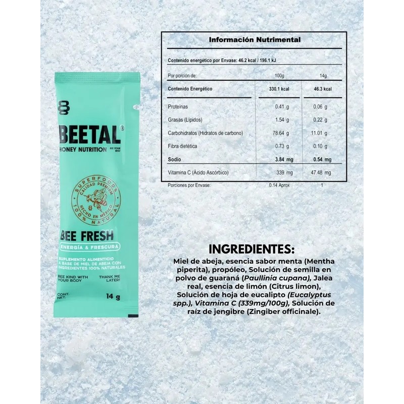 Bee Fresh Suplemento Energético Natural De Miel 12 Sobres