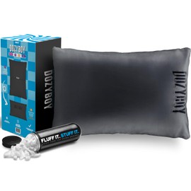 DozyBoy Fluff and Stuff Comfort Pillow | Queen Size Memory Foam Pillows, Chiropractor Designed and Approved 2-in-1 Back Support and Bed Pillows | Fully Adjustable Pillow (Black, Queen (Pack of 1))