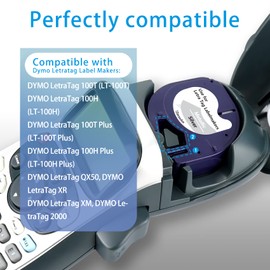 UNOKA Compatible for Dymo Letratag Tape Silver Metallic 91208 91338 S0721730, 12mm x 4m Black on Silver Labels for DYMO LetraTag LT-100H LT-100T LT110T 2000 200B XR XM QX 50 Label Makers, 3-Pack