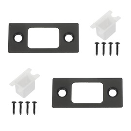 sourcing map Door Deadbolt Strike Plates Stainless Steel Right Angle Strike Door Locks Latch Strike Plate for Exterior Door Reinforce Security Black Pack of 2