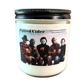 Highly Scented Horror Movie Themed Candle - Spiced Cider - Pet Friendly - All Natural - Hand Poured. (8 oz)