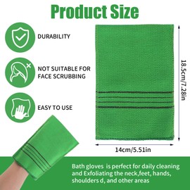 5 Pieces Exfoliating Glove Korean Asian Exfoliating Washcloth Italian Towel Double Sided Exfoliating Glove for Dead Skin Removal (Green)
