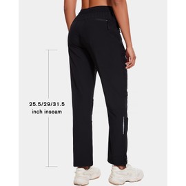 Hiking Pants Women Cargo Joggers for Women Golf Travel Parachute Scrub Summer Pants with Pockets Lightweight Waterproof Elastic Waist Drawstring Quick Dry Outdoor Black M 29''