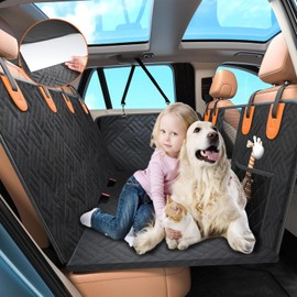 TIMESHI Dog Car Seat Cover for Back Seat-Large Space, Hard Bottom Non-Slip Car Seat Protector for Dogs, 100% Waterproof, Easy-to-Clean Dog Hammock for Car, SUV, Truck