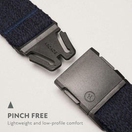 Arcade Belt Atlas A2 Elastic Stretch Belt: Heavy Duty Elastic Webbing, Non-Metal Travel Friendly Buckle - Heather Navy, One Size